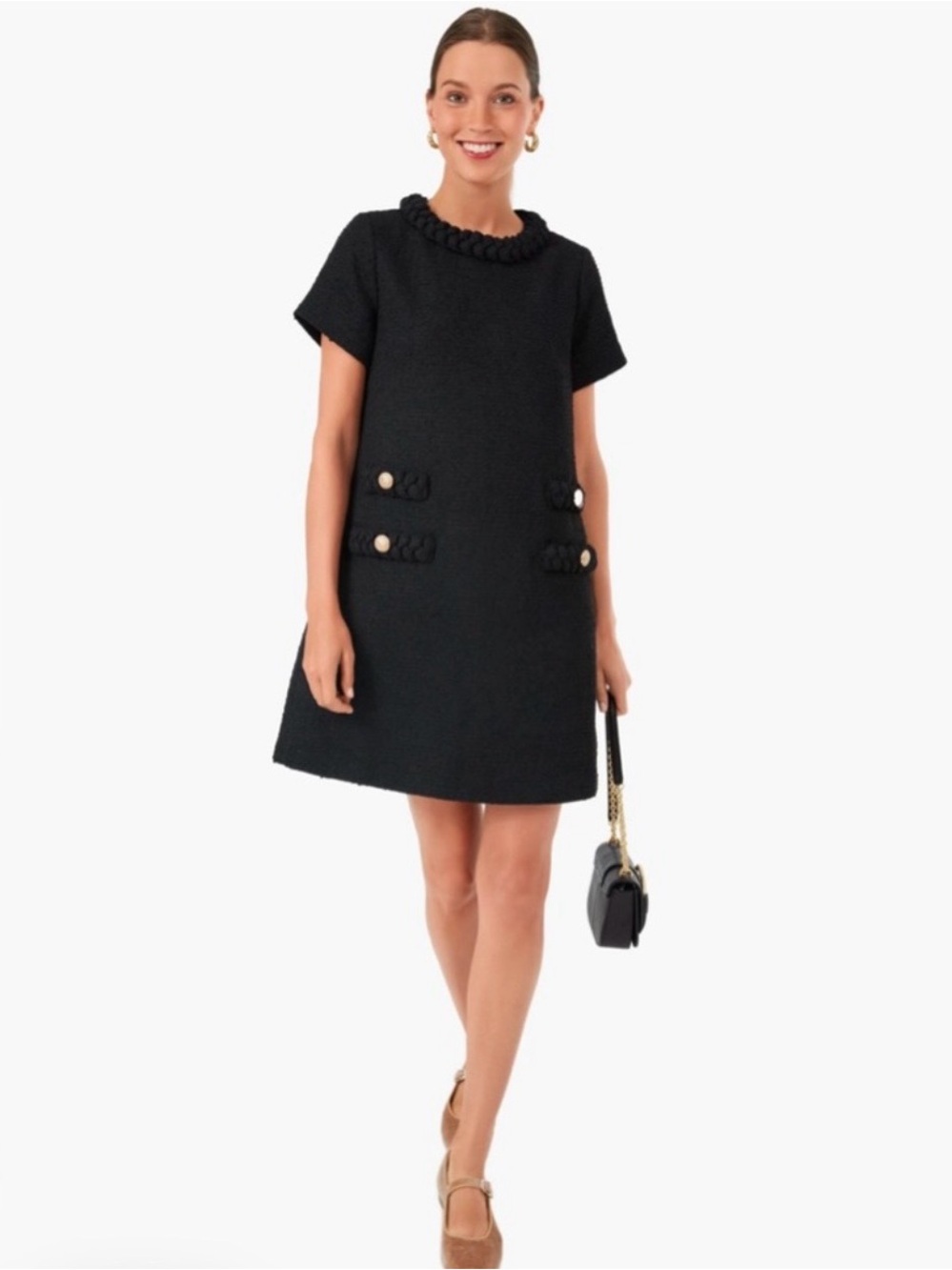 Tuckernuck Black Tweed Jackie Dress XXL - Pearl Button Shift